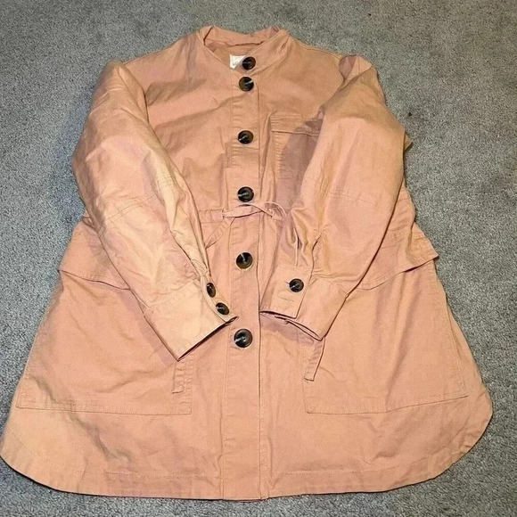 Universal Thread Women's Sz. M Coral Drawstring Waist Button Up Utility Jacket - Picture 12 of 12